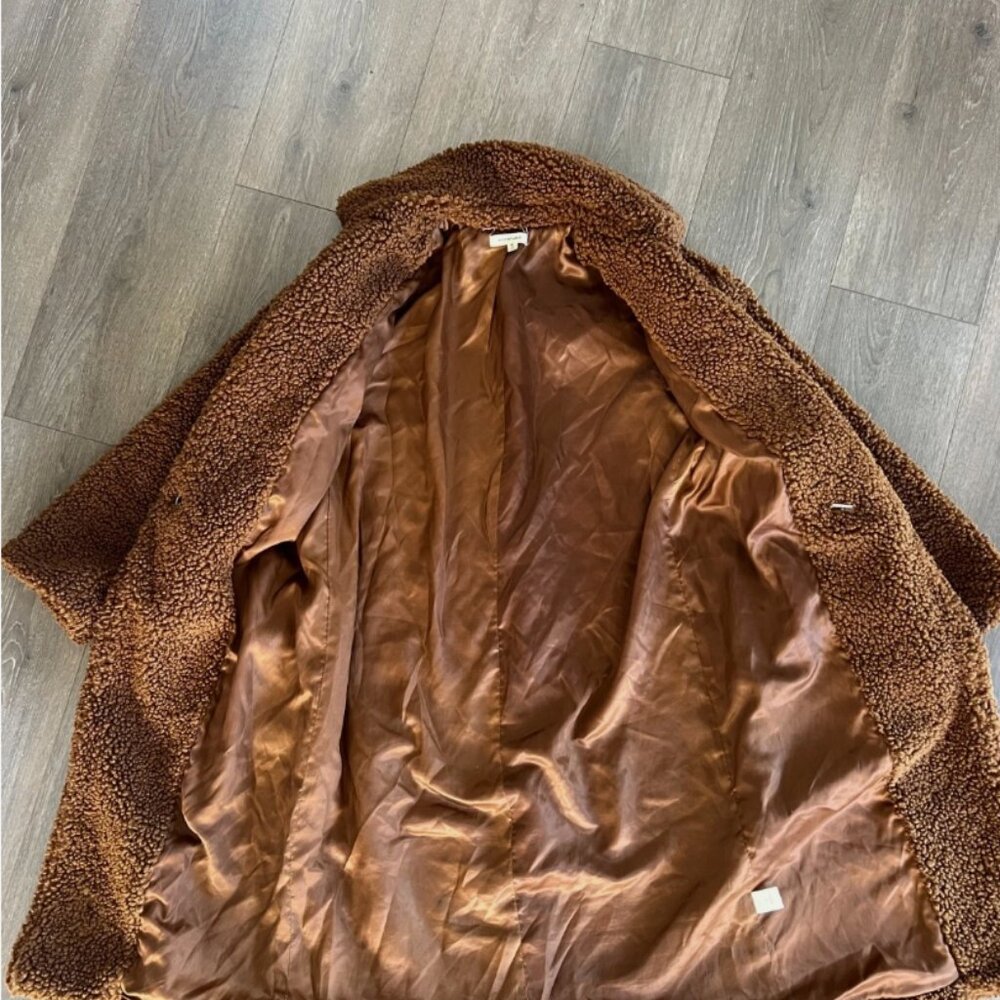 MAX STUDIO Teddy Notch Collar Faux Shearling Car Coat Size Medium - Picture 5 of 8